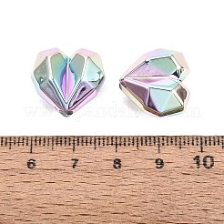 UVメッキ不透明アクリルビーズ  虹色の  ハート  多面カット  カラフル  17x17.5x11.5mm  穴：2.8mm&nbsp;OACR-Q198-11