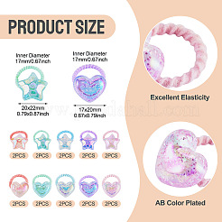 20個 20色 ポリエステル&プラスチック 女の子用ヘアアクセサリー  ポニーテールホルダー  弾性繊維髪ゴム  混合図形  内径：17mm  1pc /カラー&nbsp;OHAR-TA0001-18