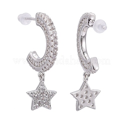 Brass Micro Pave Clear Cubic Zirconia Stud Earrings&nbsp;EJEW-K083-15P