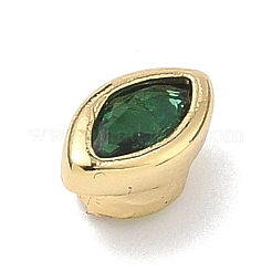 Horse Eye Brass Micro Pave Cubic Zirconia Cabochons&nbsp;KK-P345-13G-C