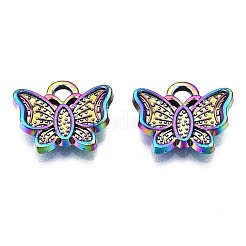 合金チャーム  カドミウムフリー＆ニッケルフリー＆鉛フリー  蝶  虹色  11x13x2mm  穴：1.8mm&nbsp;PALLOY-N163-042-NR