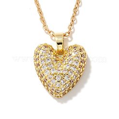 Elegant Romantic Heart Brass Micro Pave Clear Cubic Zirconia Pendant Necklace for Women&nbsp;XT9950-1