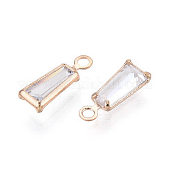 真鍮舗装クリアキュービックジルコニアペンダント  台形チャーム  ライトゴールド  9x3.5x2mm  穴：1~1.2mm&nbsp;ZIRC-T017-03KCG