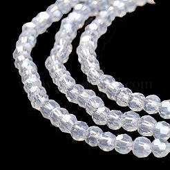 電気メッキガラスビーズセット  ファセット（32ファセット）  パール光沢メッキ  ラウンド  ホワイトスモーク  3mm  穴：0.8mm  約164~166個/連  19.69~19.88インチ（50~50.5cm）&nbsp;X-EGLA-A035-J3mm-A06