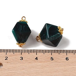 ツートンアクリルパーツ  真鍮のループを有します  菱形  ダークスレートグレー  21.5x12.5x12.5mm  穴：1.6mm&nbsp;MACR-C033-07D