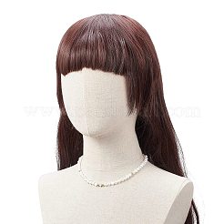 女性のための天然真珠と真鍮のハート ビーズ ネックレス  ゴールドカラー  16.06インチ（40.8cm）&nbsp;NJEW-JN04106-01