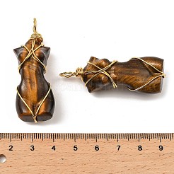 Natural Tiger Eye Pendants&nbsp;G-K338-30G-06