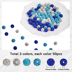 150Pcs 3 Colors Pave Disco Ball Beads&nbsp;RB-SP0001-10B