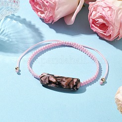 調節可能なチューブの天然宝石編みブレスレット（女性用）  内径：2-3/8~3-5/8インチ（6.05~9.25cm）&nbsp;BJEW-JB11006-04