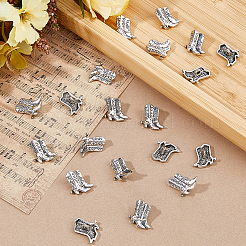 合金シャンクボタン80個  1穴  ブーツ  アンティークシルバー  16x16x6mm  穴：2.5mm&nbsp;BUTT-FH0001-029