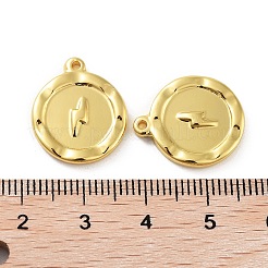 304ステンレスペンダント  フラットラウンドのチャーム  18KGP本金メッキ  稲妻  18x15x2.5mm  穴：1.5mm&nbsp;STAS-F304-03G-01