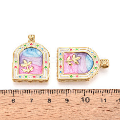 304ステンレススチールエナメルペンダント  花のアーチ  イオンプレーティング（ip）  18KGP本金メッキ  プラム  30x21.5x5mm  穴：3mm&nbsp;X1-STAS-T068-18A