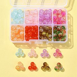 200個8色透明クラックルアクリルビーズ  ラウンド  ミックスカラー  8x7.5mm  穴：1.8~2mm  25個/カラー&nbsp;CACR-FS0001-03
