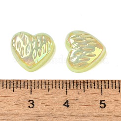 UVメッキアクリルカボション  虹色の  ハート  ライトカーキ  11.5~12x12~12.5x4mm&nbsp;OACR-H121-02B