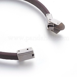 マイクロファイバーレザーコードブレスレット  304ステンレススチール時計バンド留め具付き  ステンレス鋼色  ミックスカラー  8-1/4インチ（21cm）  6x3mm&nbsp;BJEW-L635-01C-M