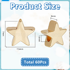 60Pcs Brass Beads&nbsp;KK-PH0012-49G-03
