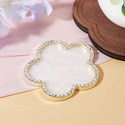 レジンネイルアートのカラーパレット  ガラスラインストーン付き  花  ホワイト  7.85x7.85x0.6cm&nbsp;MRMJ-TAC0009-16E