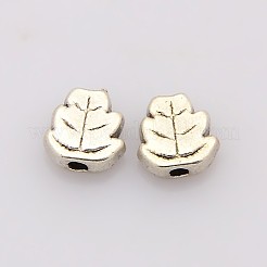 チベット風合金ビーズ  葉  カドミウムフリー＆ニッケルフリー＆鉛フリー  アンティークシルバー  7x7x3mm  穴：1mm&nbsp;K084Q042