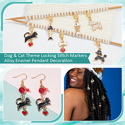 Dog & Cat Theme Locking Stitch Markers&nbsp;HJEW-AB00544