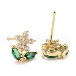 Cubic Zirconia Flower of Life Stud Earrings&nbsp;EJEW-G288-22G