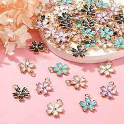 50Pcs 5 Colors Alloy Enamel Pendants&nbsp;ENAM-CJ0002-39
