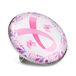 Breast Cancer Awareness Ribbon Glass Brooches&nbsp;LS-JEWB-L019-01F