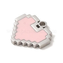 304ステンレススチールエナメルチャーム  ハートチャーム  ステンレス鋼色  12x13x1mm  穴：1.3mm&nbsp;X-STAS-L022-005P