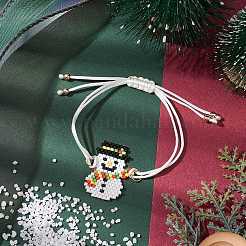 Brass & Seed Beads Snowman Link Adjustable Bracelets&nbsp;BJEW-JB10884