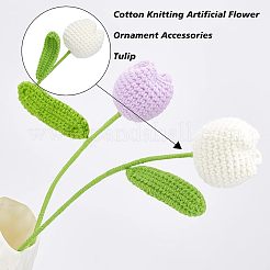 2個 2色 綿編み造花  装飾アクセサリー  チューリップ  ミックスカラー  420x55~65mm&nbsp;AJEW-FG0001-91