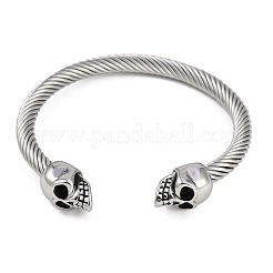 女性用304ステンレススチールカフバングル  スカル  ステンレス鋼色  内径：2-1/2インチ（6.2cm）&nbsp;STAS-M023-12P