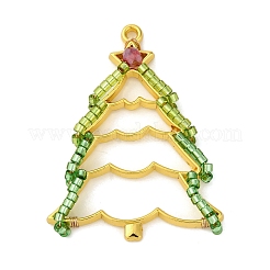 3Pcs 3 Styles Christmas Theme Glass Seed Beaded Pendants&nbsp;PALLOY-MZ00809