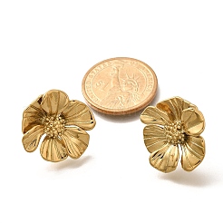 304ステンレススチールスタッドピアス  花  18KGP本金メッキ  25x23mm&nbsp;EJEW-H146-01G
