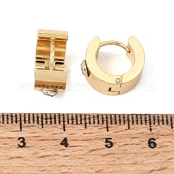 201ステンレススチール製ラインストーンフープピアス  304ステンレスピン付き  PVD真空メッキ  ゴールドカラー  12x14.5x7.5mm&nbsp;SA-CBA4A0D-03G