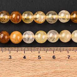 ナチュラルイエローヘマトイドクォーツラウンドビーズ連売り  鉄石英  8mm  穴：1mm  約47個/連  15インチ&nbsp;G-F266-09-8mm
