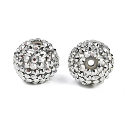 樹脂製ラインストーンビーズ  内部のアクリルラウンドビーズで  フーセンガム風のアクセサリー用  銀  20x18mm  穴：2~2.5mm&nbsp;RESI-S315-18x20-15