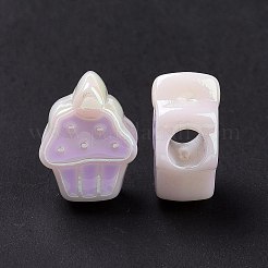 UV Plating Rainbow Iridescent Acrylic European Beads&nbsp;SACR-E009-43