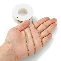 生（メッキなし）真鍮製ラインストーンストラスチェーン  ラインストーンカップチェーン  グレードA  スプールで  カラフル  2.2mm  約11.81フィート（3.6m）/ロール&nbsp;CHC-YW0001-03