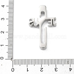 イースター 304 ステンレス ペンダント  イエスの十字架のチャーム  ステンレス鋼色  32.5x20x4.5mm  穴：3.5mm&nbsp;STAS-G384-01A-P