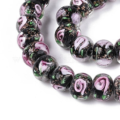 Handmade Lampwork Inner Flower Rondelle Beads Strands&nbsp;LAMP-T022-24M