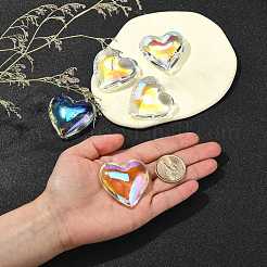 ガラスチャーム  ハート  カラフル  40~41x42~43x15mm  穴：2mm&nbsp;X-EGLA-K011-07A-03