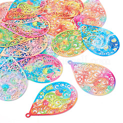 16Pcs 8 Colors Spray Painted 430 Stainless Steel Filigree Big Pendants&nbsp;STAS-TA0002-26