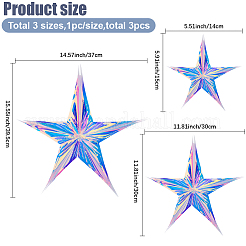 3個 3スタイル プラスチック製スターペンダントデコレーション  パーティーの装飾用  カラフル  140~370x150~395x49~98mm  折りたたんだ：75~205x49~98x3.5mm  1個/スタイル&nbsp;DIY-GF0011-70