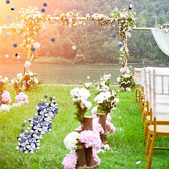 サテンの人工バラの花びら  結婚式のバージンロードやテーブルのセンターピース、パーティー用コンフェッティ、プチギフト、インテリア装飾としておすすめ  ミックスカラー  40mm&nbsp;DIY-GF0003-84B