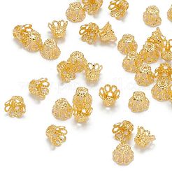 アイアン製ビーズキャップ  ゴールドカラー  6x4.5mm  穴：1mm  内径：5mm&nbsp;X-IFIN-D042-6x4.5-G
