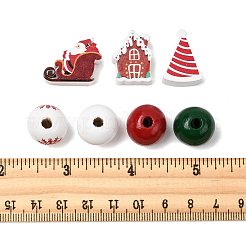 50Pcs 7 Styles Christmas Painted Wood Beads Set&nbsp;WOOD-FS0002-44