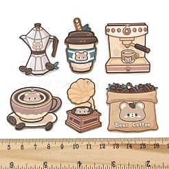 印刷されたアクリルパーツ  クマ/コーヒーのチャーム  混合図形  34~43x27~40x4mm  穴：1.8~2mm&nbsp;OACR-E045-01