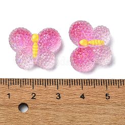 透明エポキシ樹脂デコデンカボション  スパンコール付き  蝶  ショッキングピンク  17.5x21.5x7mm&nbsp;CRES-I030-07A