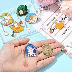 6個 6スタイル 亜鉛合金エナメル動物釣りピン  混合図形  ミックスカラー  45~60x30~34mm  1個/スタイル&nbsp;JEWB-CJ0001-56