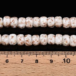 光る手作りの金箔ガラスビーズ連売り  ロンデル  暗闇で光る  ホワイト  7~8.5x4.5~6.5mm  穴：1~1.5mm  約80個/連  16.34インチ（41.5cm）&nbsp;FOIL-N029-02A-10