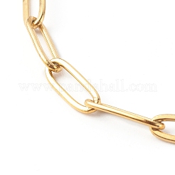 304ステンレススチールペーパークリップチェーンブレスレット  ゴールドカラー  7-1/2インチ（19cm）&nbsp;BJEW-JB06523-01